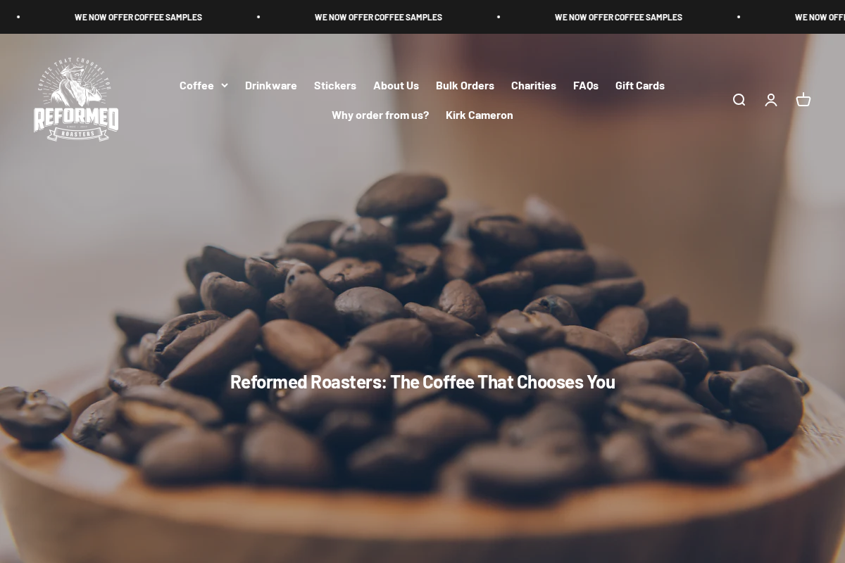 Reformed Roasters homepage screenshot