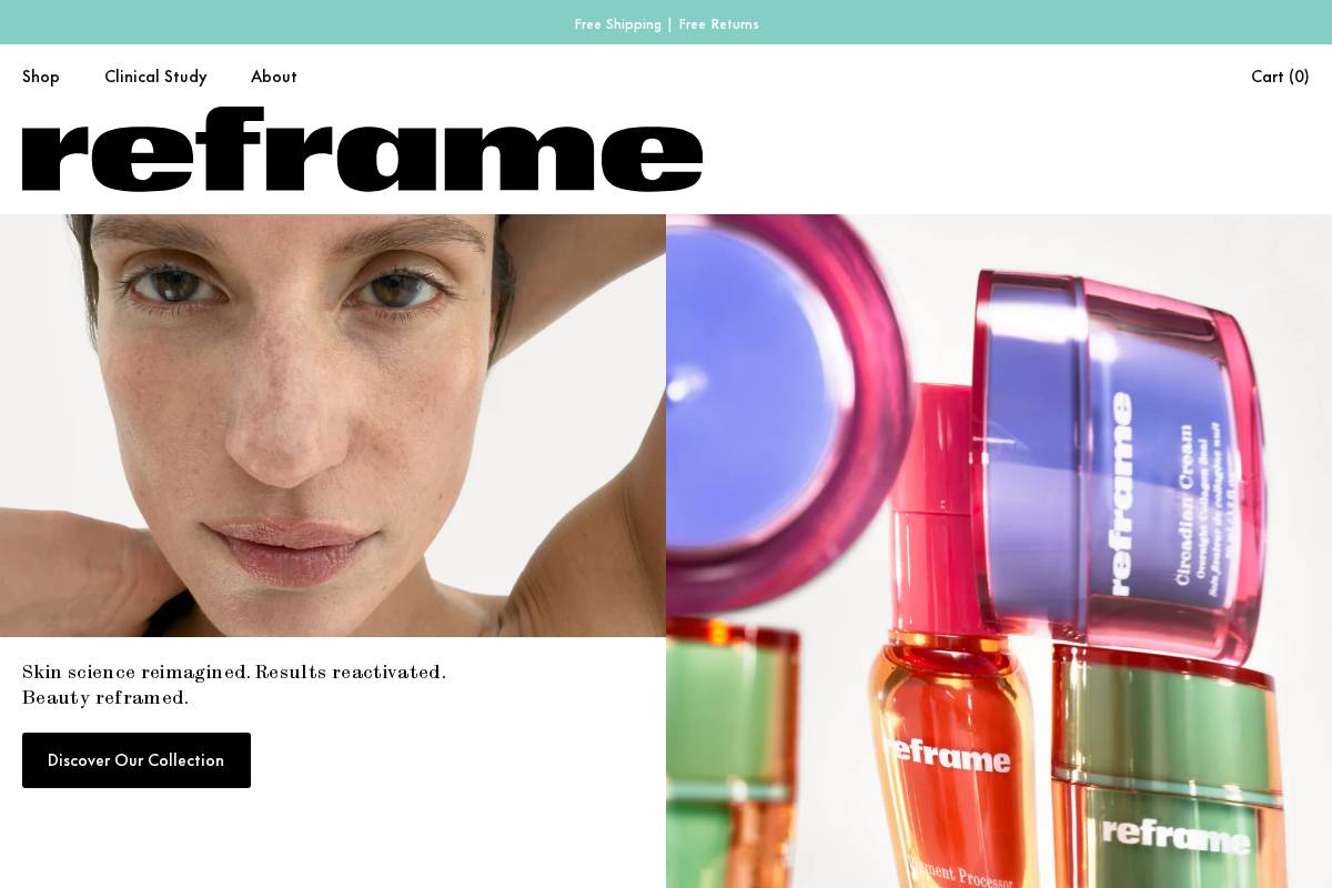 reframebeauty.com homepage screenshot