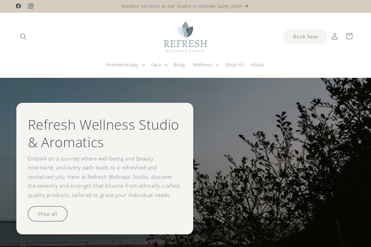 refresharomatics.com homepage screenshot