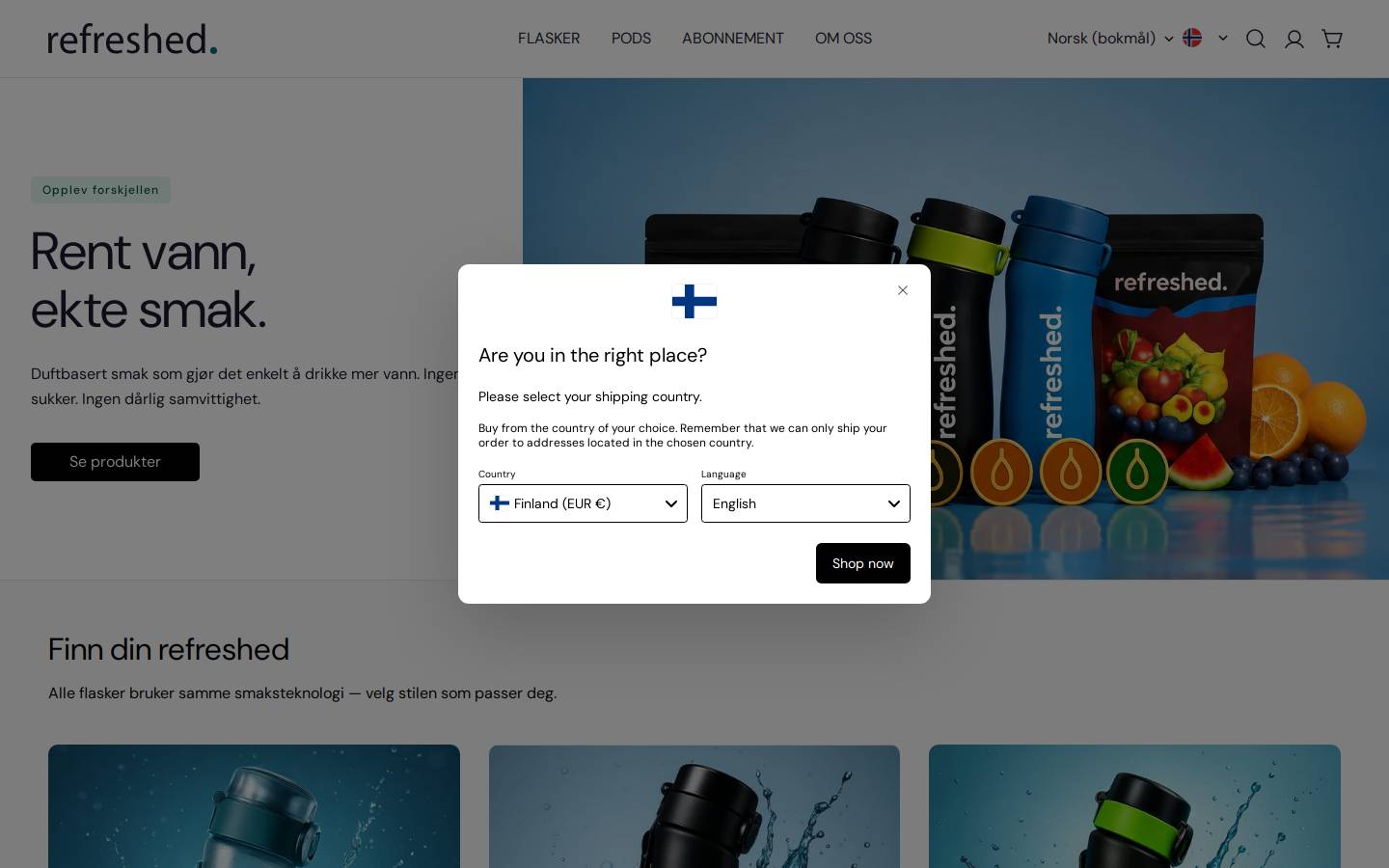 Refreshed.no homepage screenshot