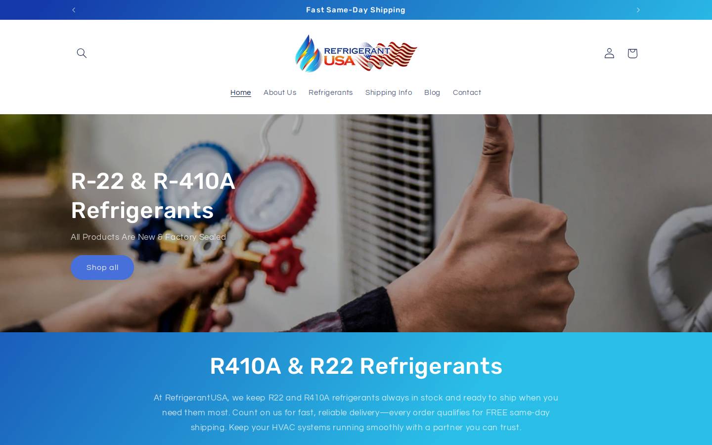 refrigerantusa.com homepage screenshot