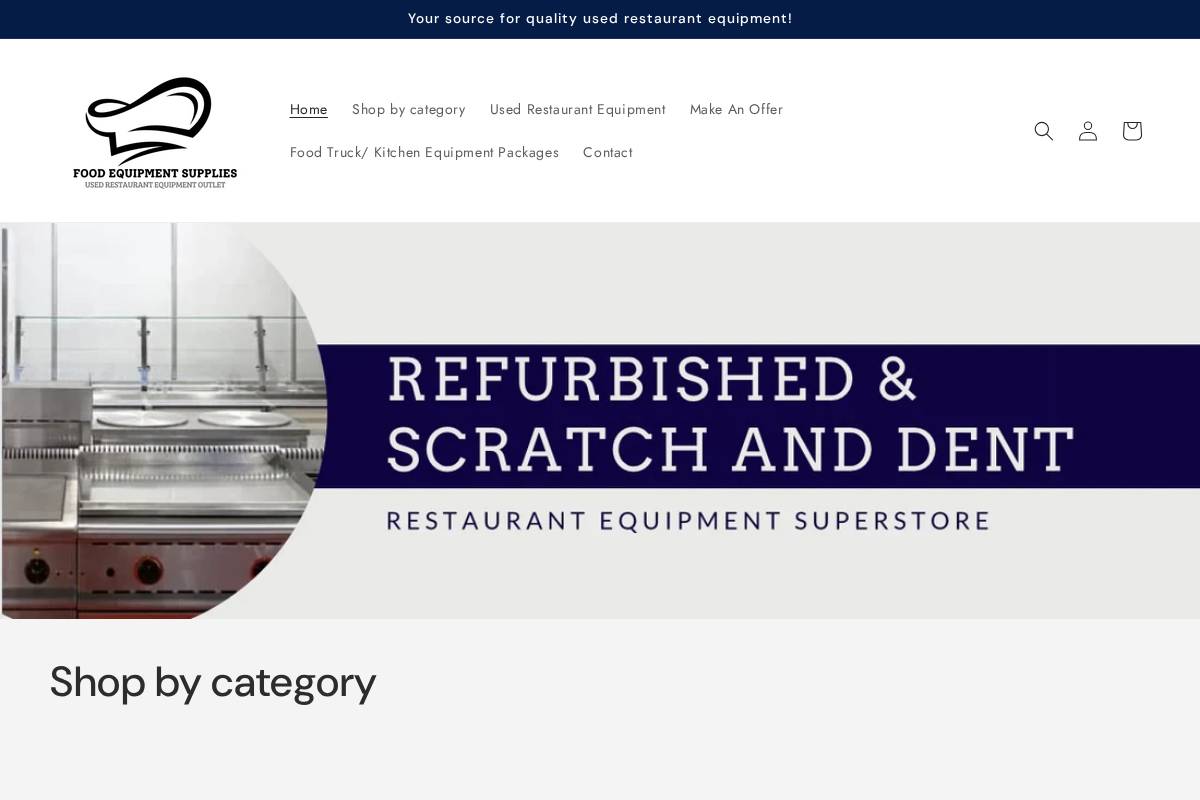 refurbishedrestaurantequipment.com homepage screenshot