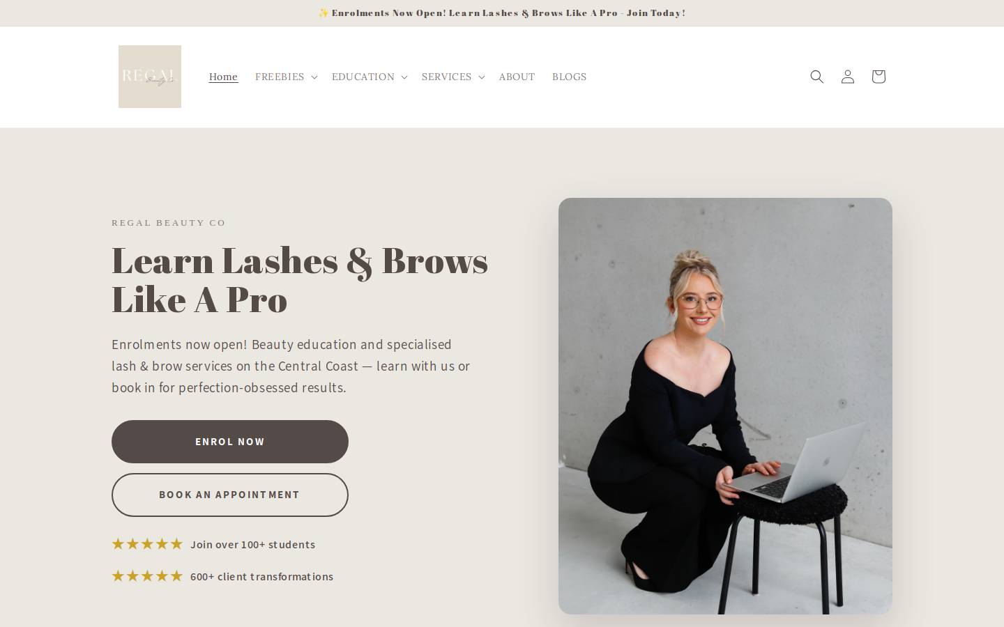 regalbeautyco.com.au homepage screenshot