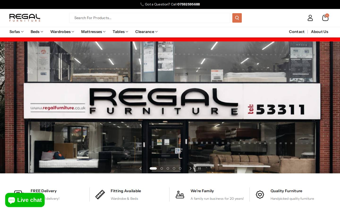 regalfurniture.co.uk homepage screenshot