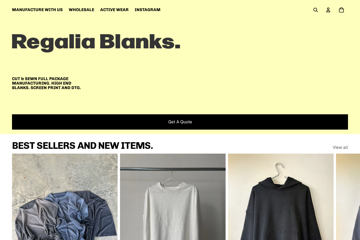 regaliablanks.com homepage screenshot