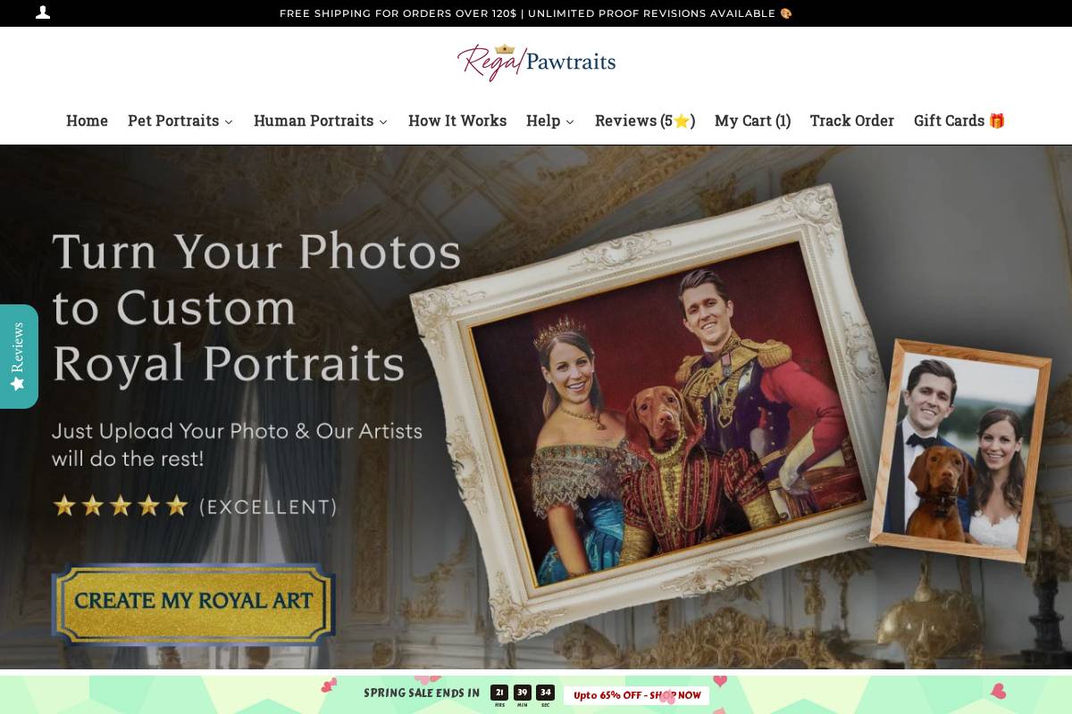 Regal Pawtraits homepage screenshot