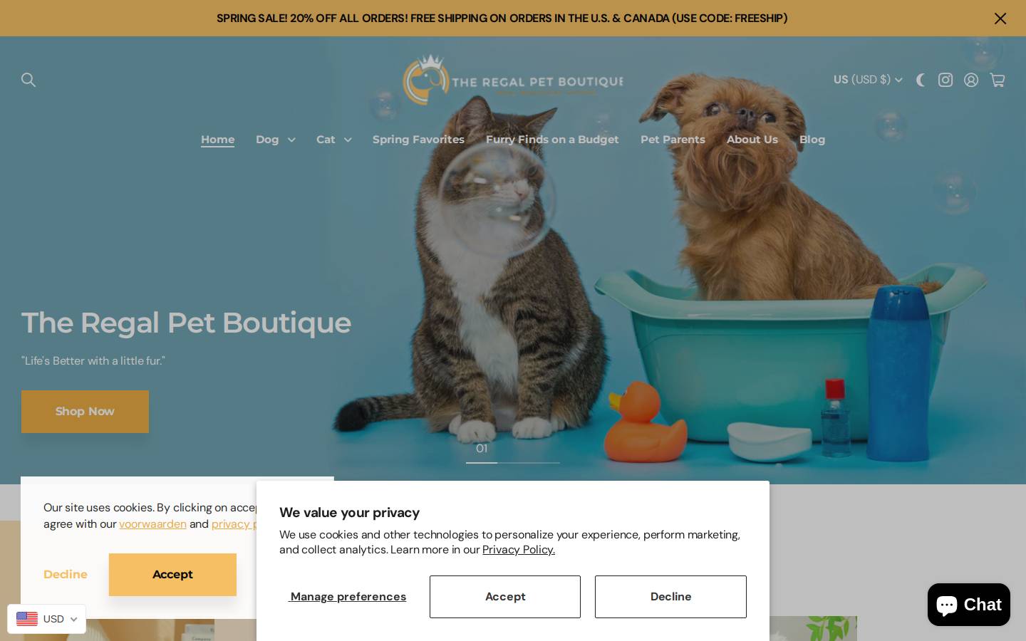 Regalpetboutique homepage screenshot