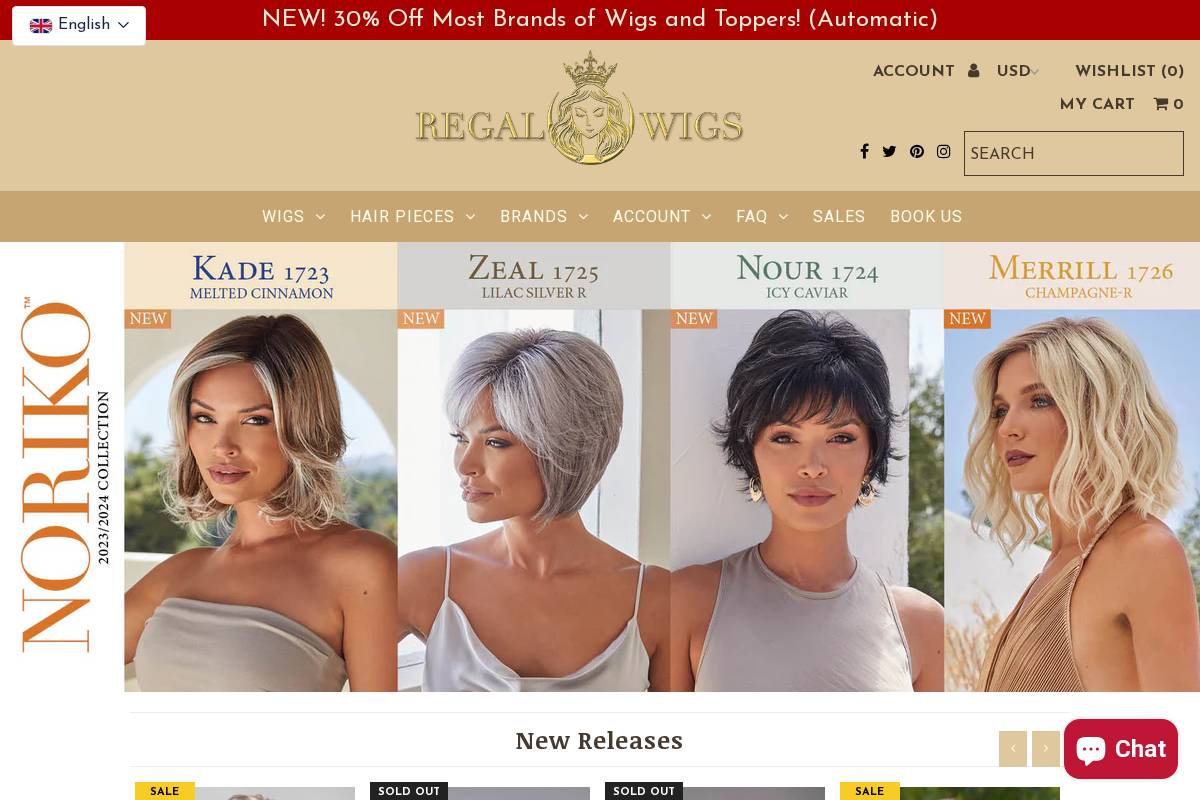 regalwigs.com homepage screenshot