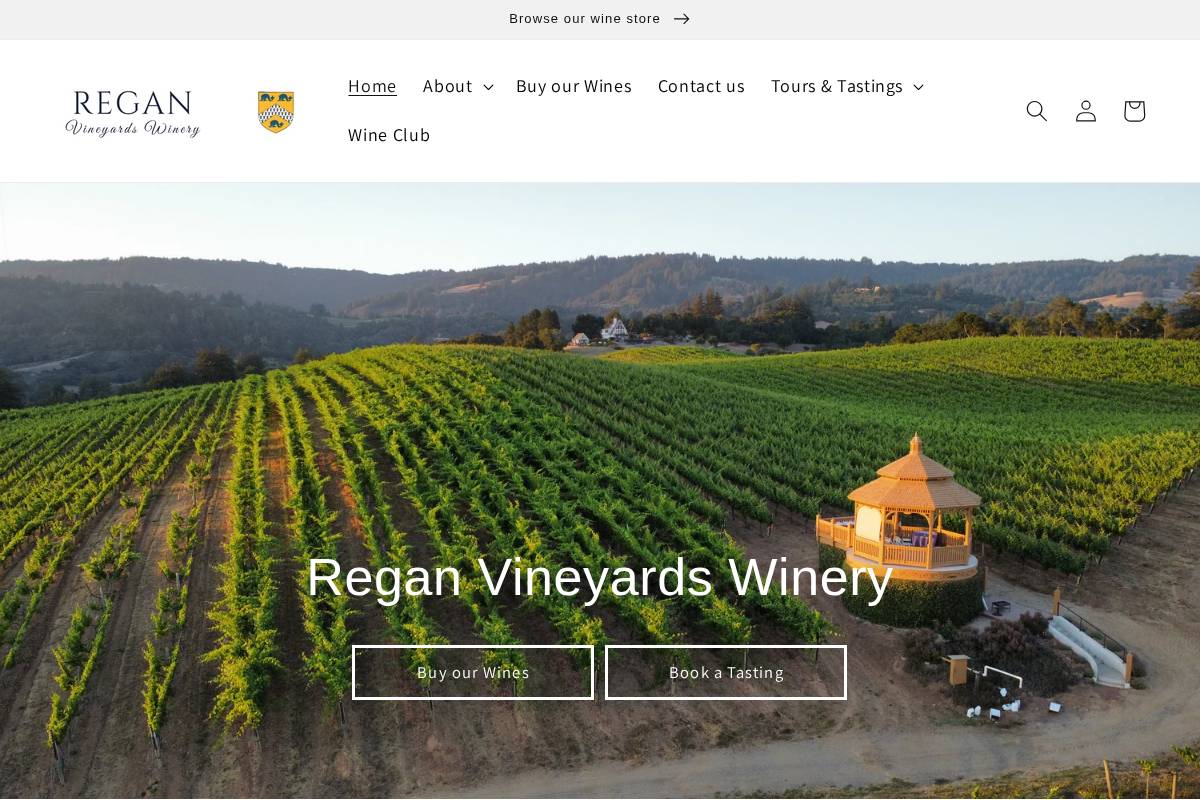 reganwinery.com homepage screenshot