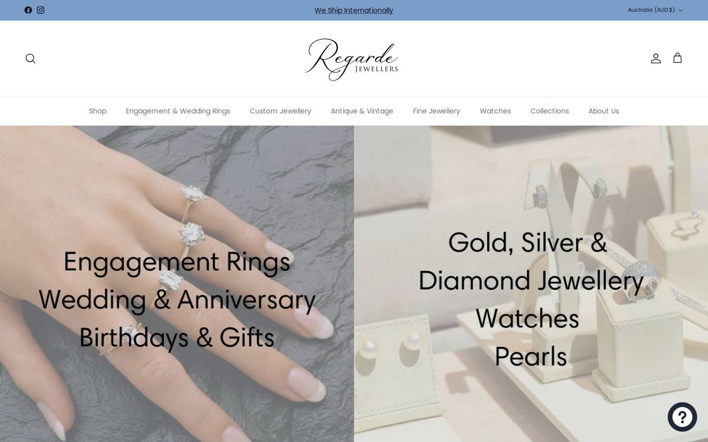 regardejewellers.com.au homepage screenshot