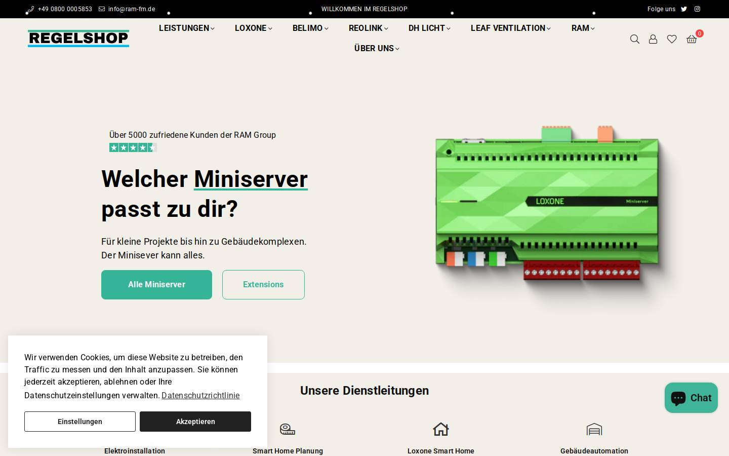 Regelshop homepage screenshot
