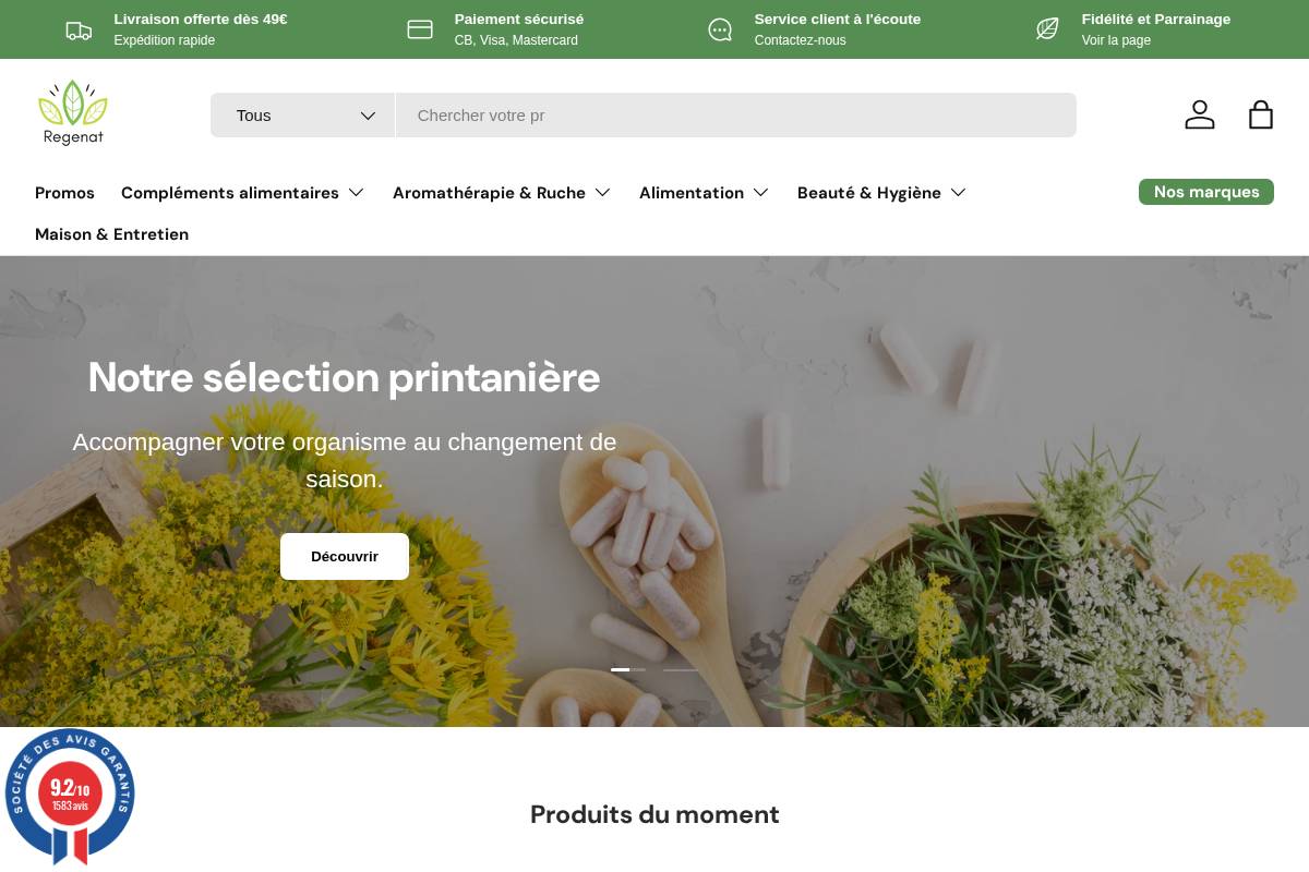 Regenat.com homepage screenshot