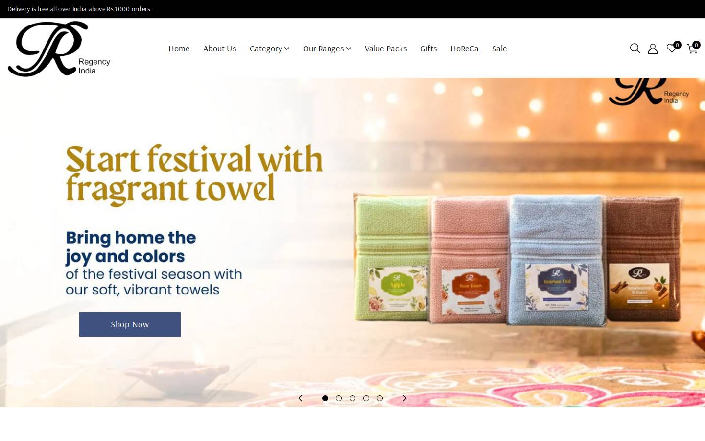 regencyindia.com homepage screenshot