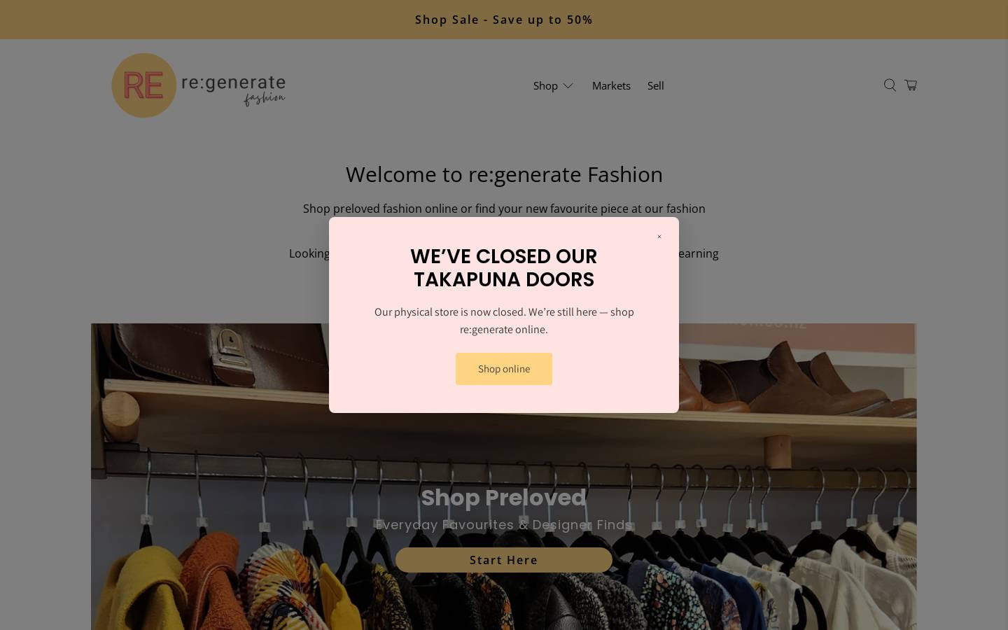 regeneratefashion.co.nz homepage screenshot