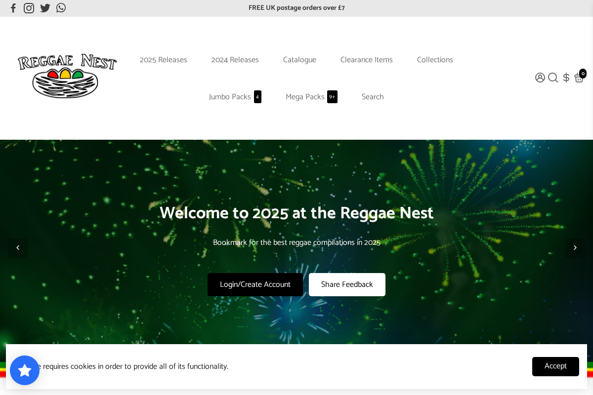 Reggae Nest homepage screenshot