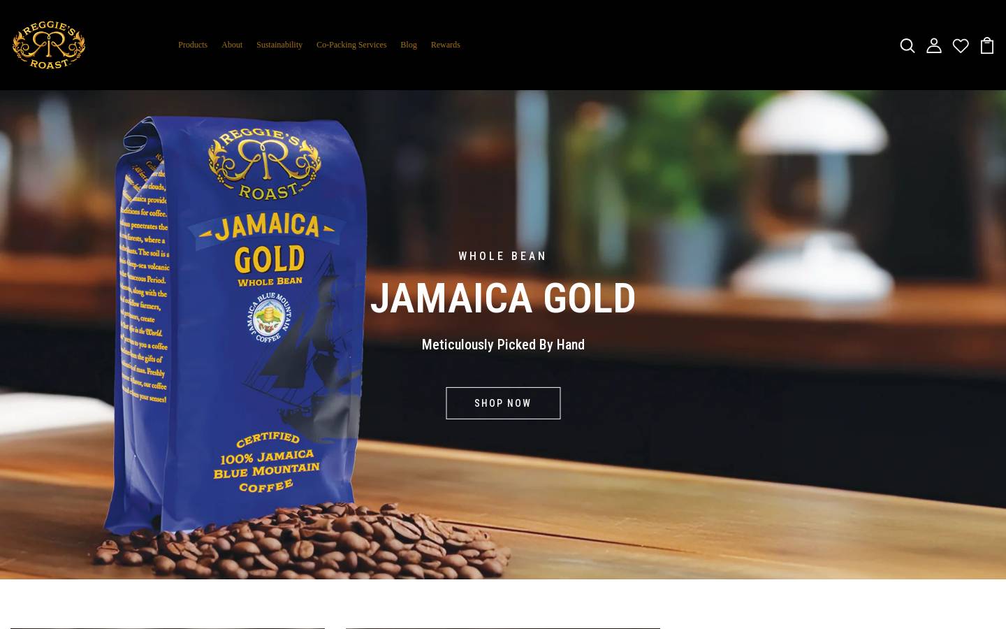 reggiesroast.com homepage screenshot