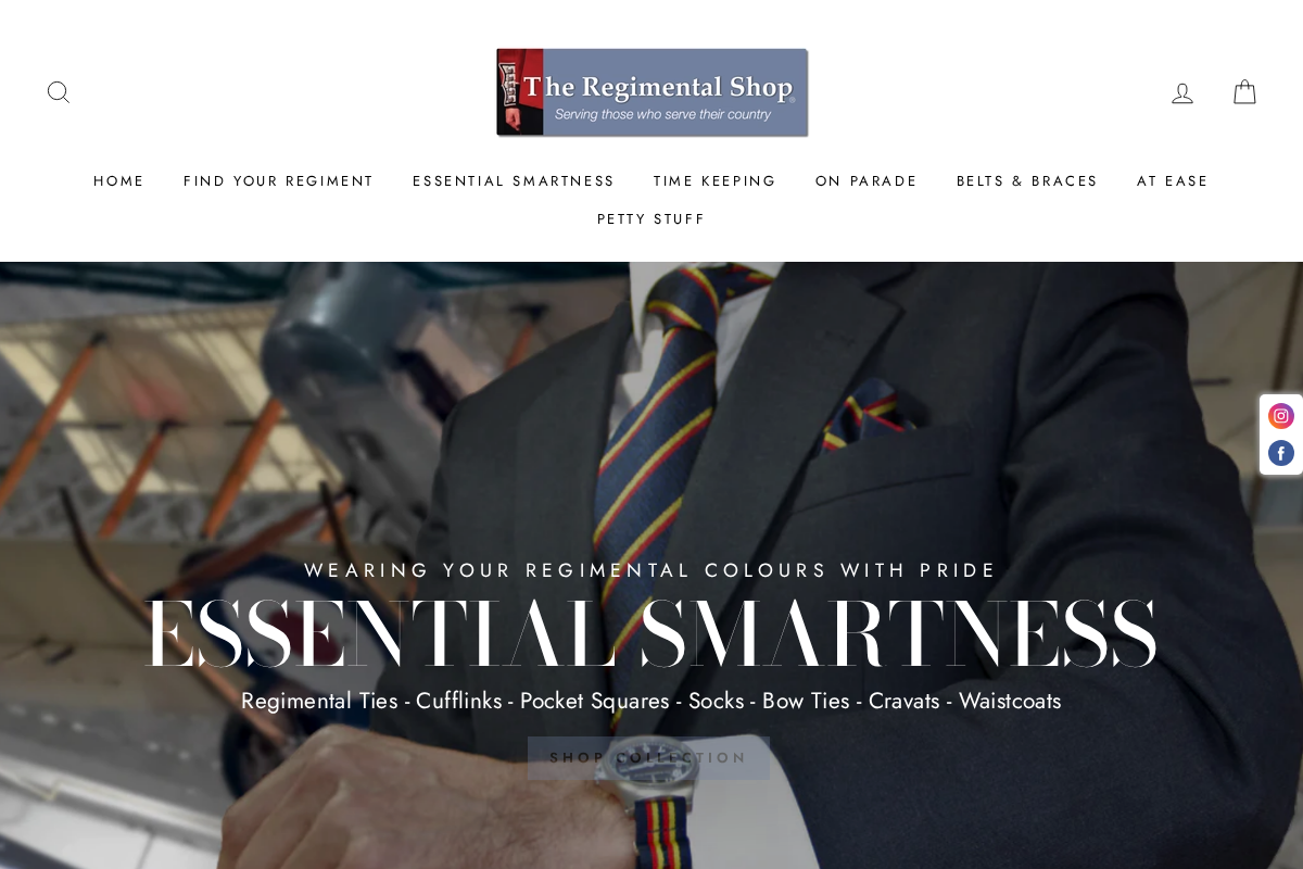 The Regimental Shop homepage screenshot