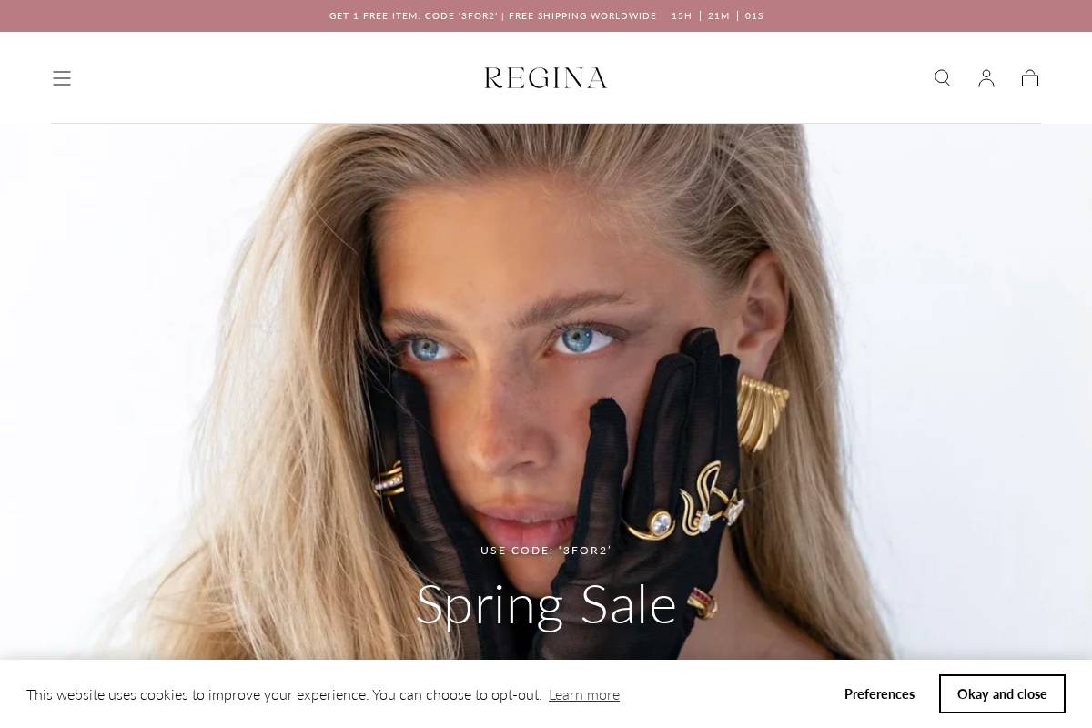 Reginajewelry homepage screenshot