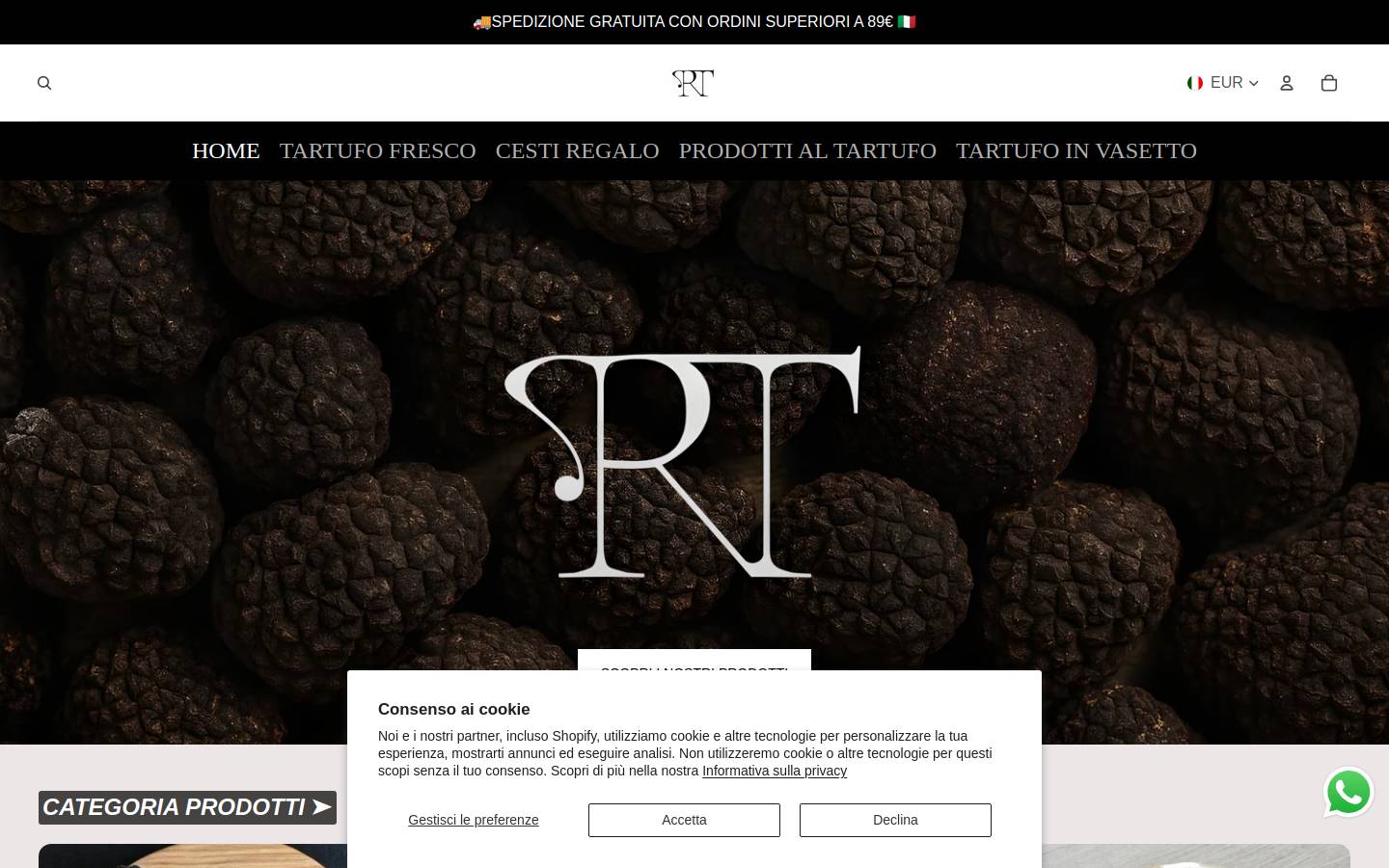 regolitartufi.it homepage screenshot