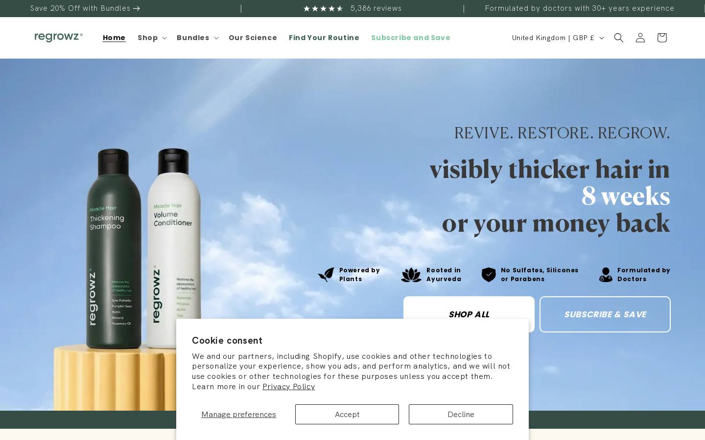 Regrowz homepage screenshot