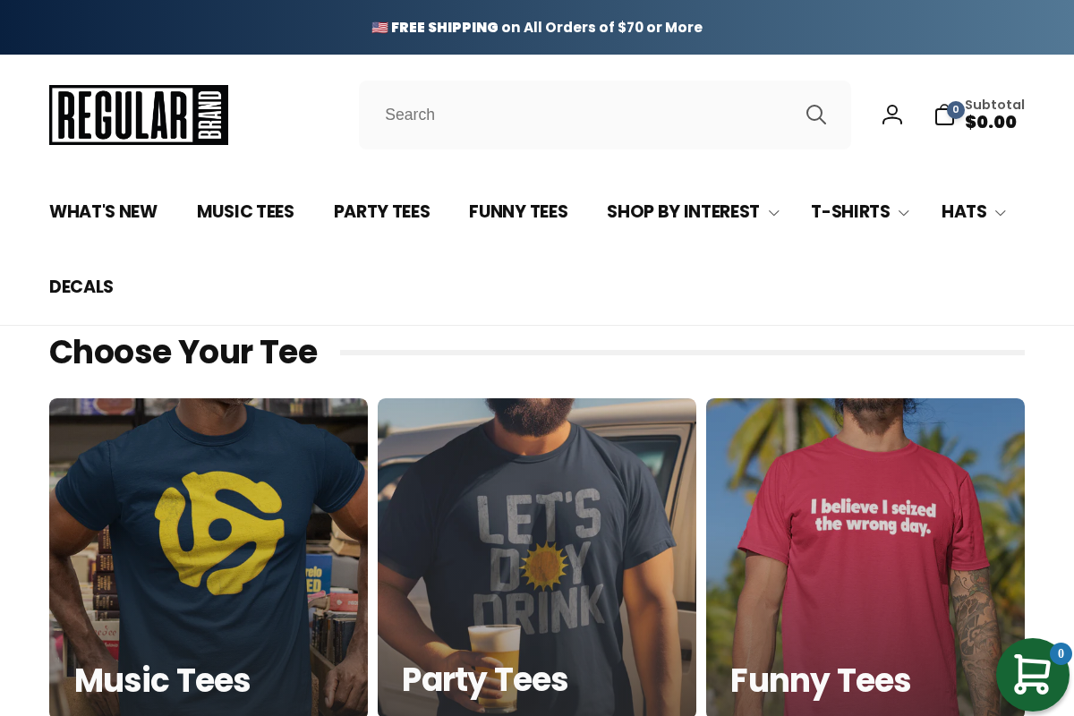 Regular Guy Tees homepage screenshot