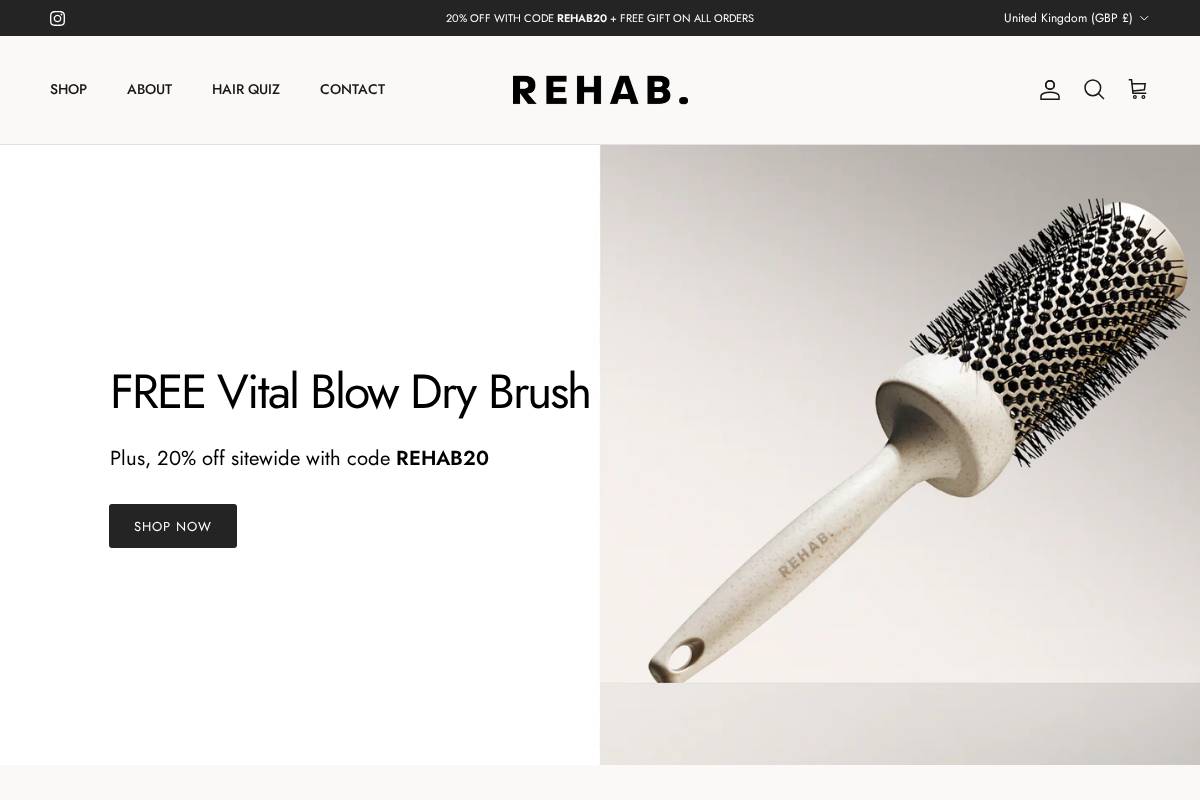 REHAB. homepage screenshot