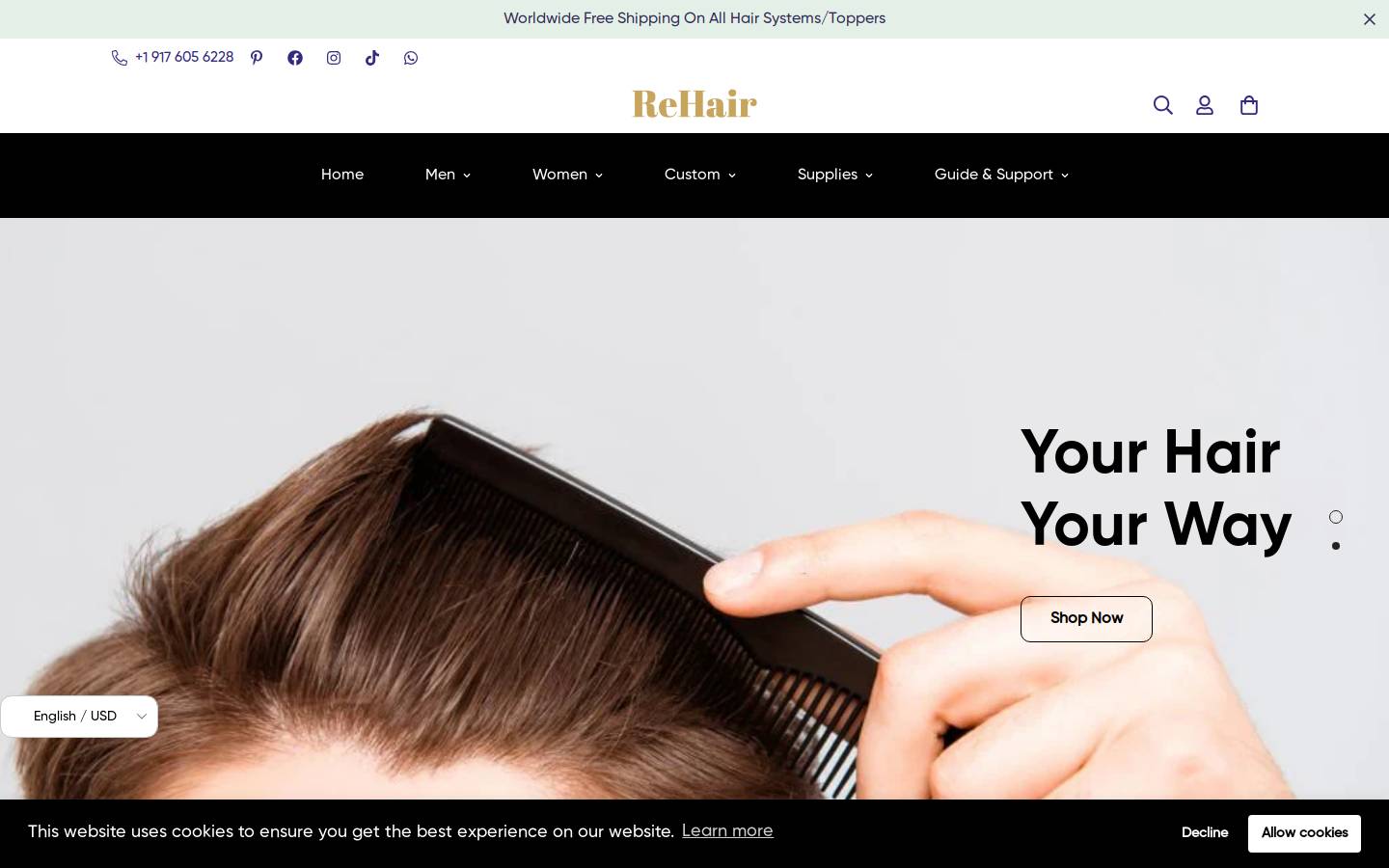 Rehair System homepage screenshot