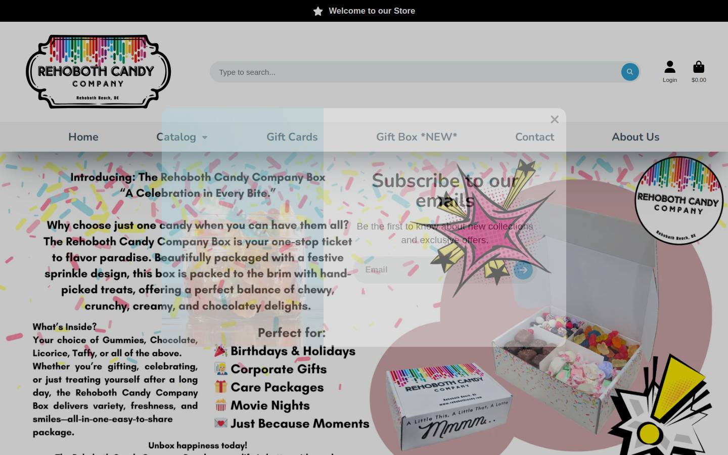 rehobothcandy.com homepage screenshot