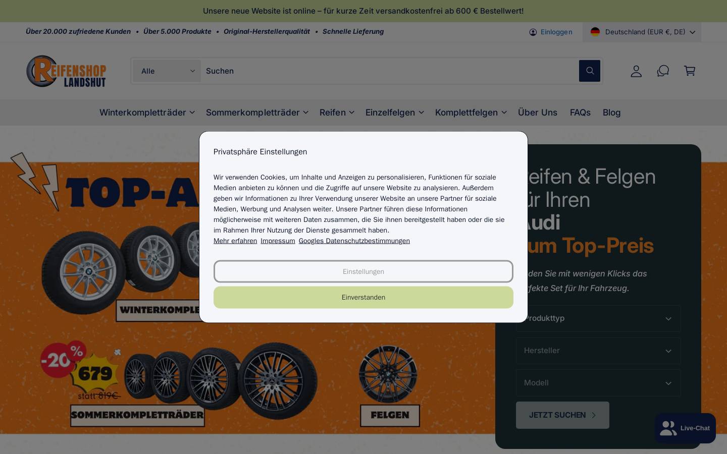 reifenshop-landshut.de homepage screenshot