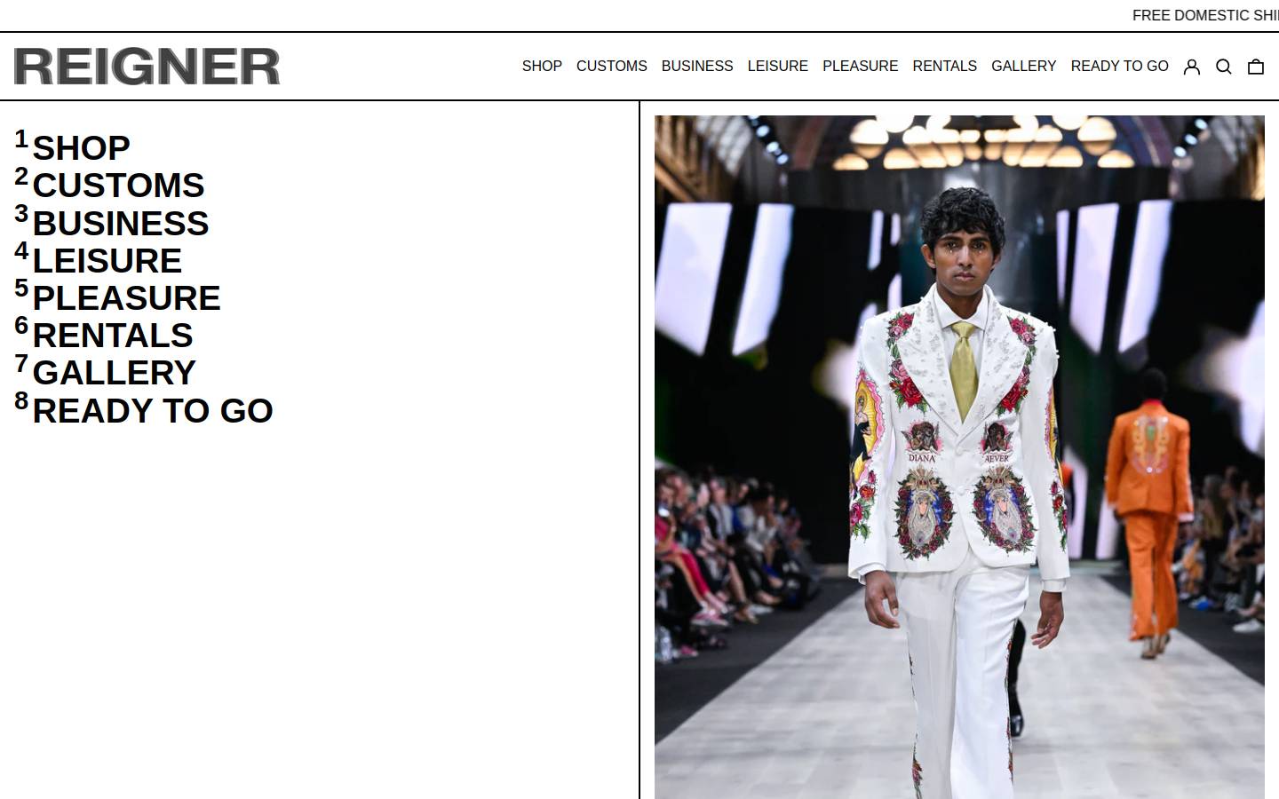 reignerclothing.com homepage screenshot