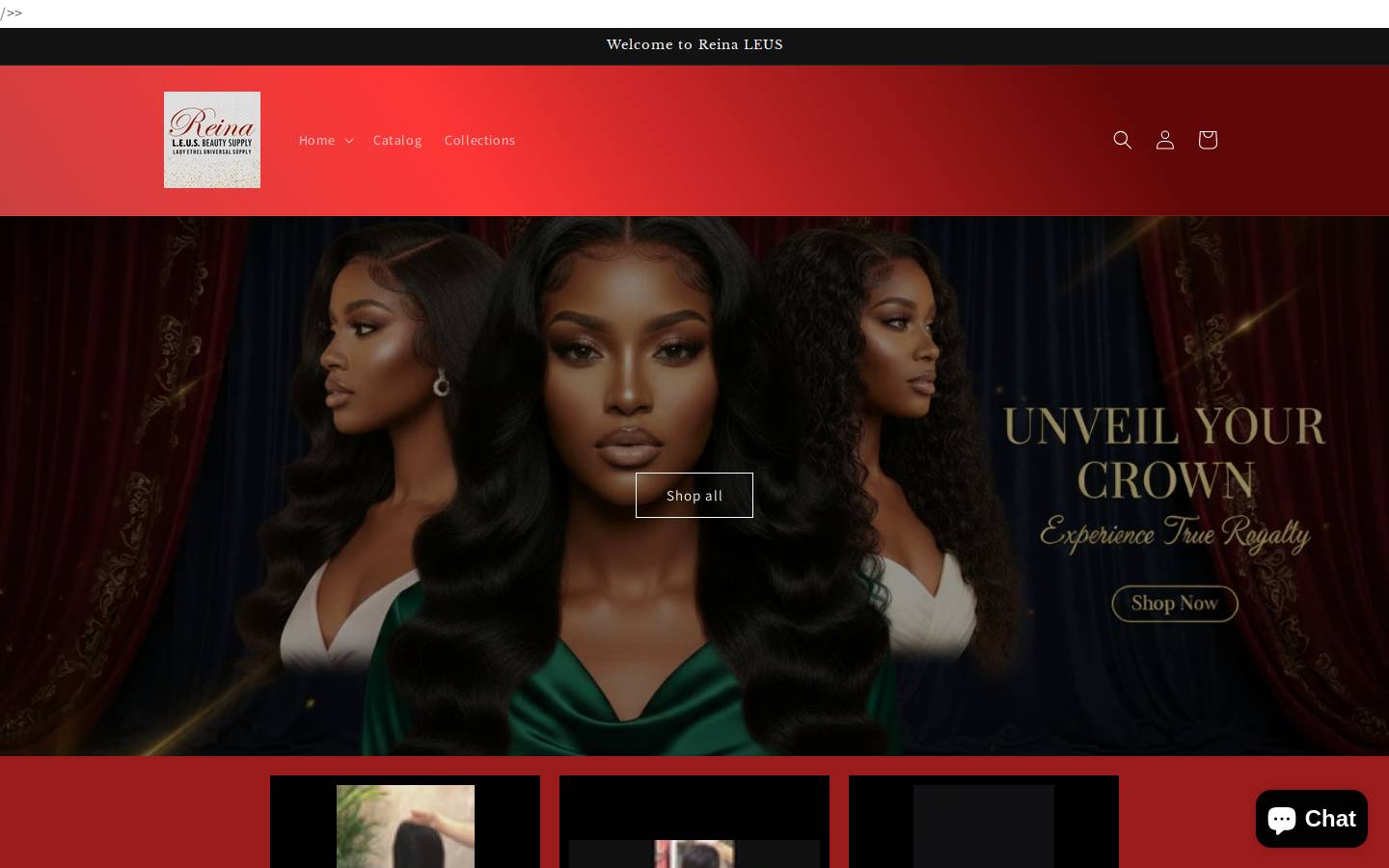 reinaleusbeautysupply.com homepage screenshot