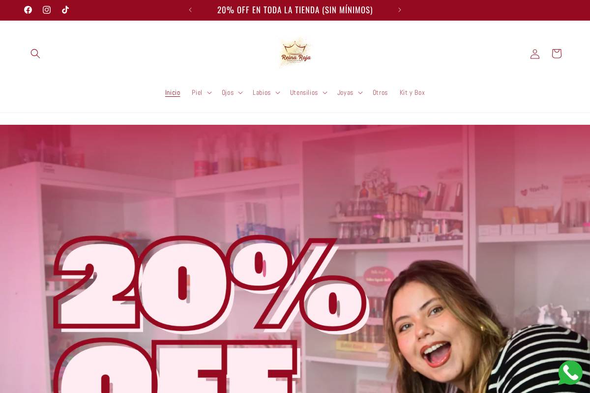 reinaroja-makeup.com homepage screenshot