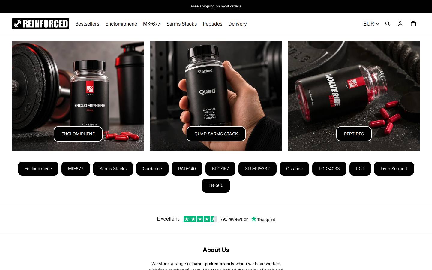 Reinforced homepage screenshot