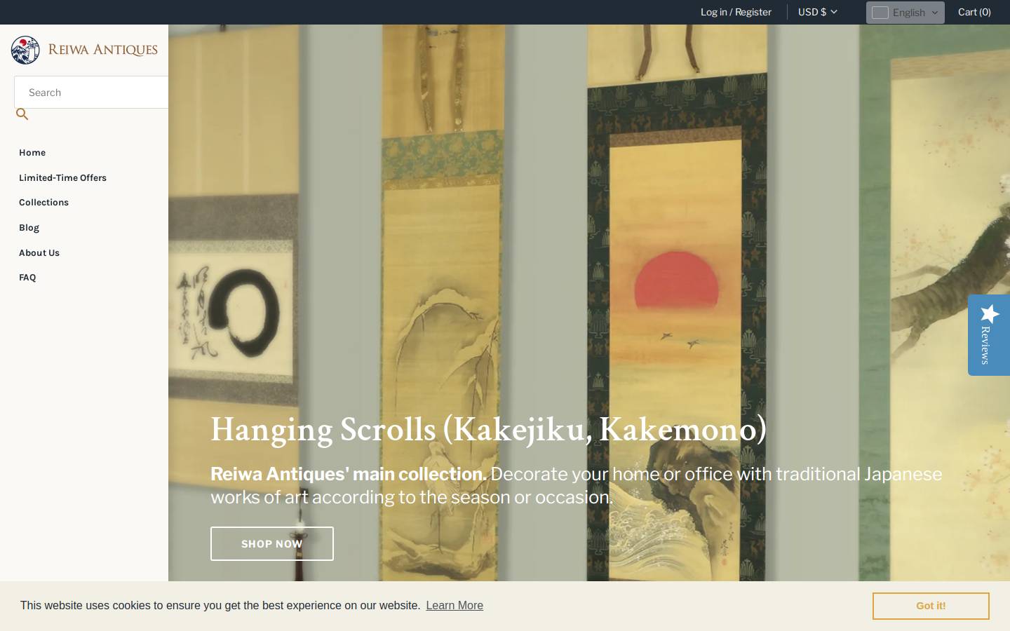 reiwaantiques.com homepage screenshot