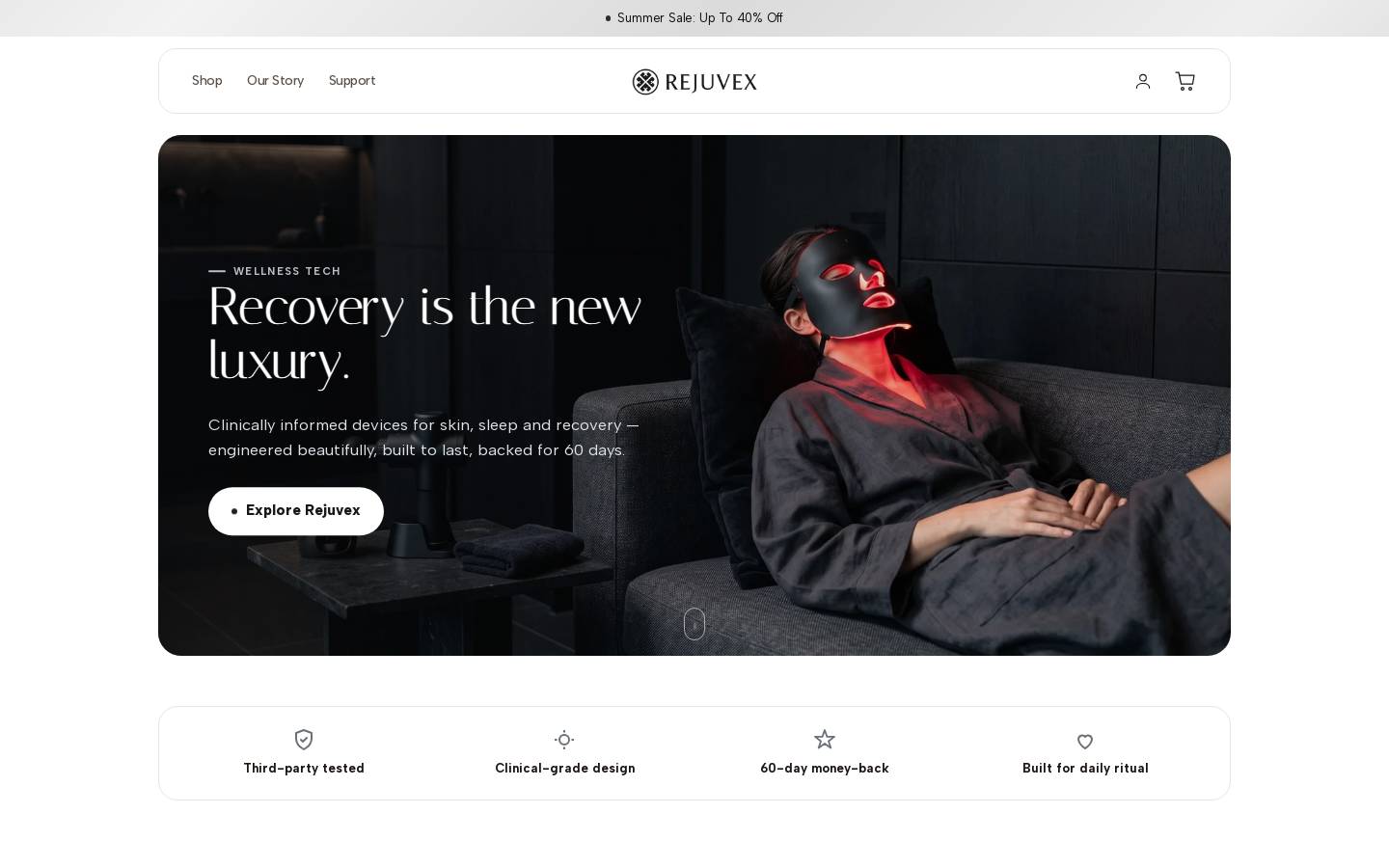 rejuvex.com homepage screenshot