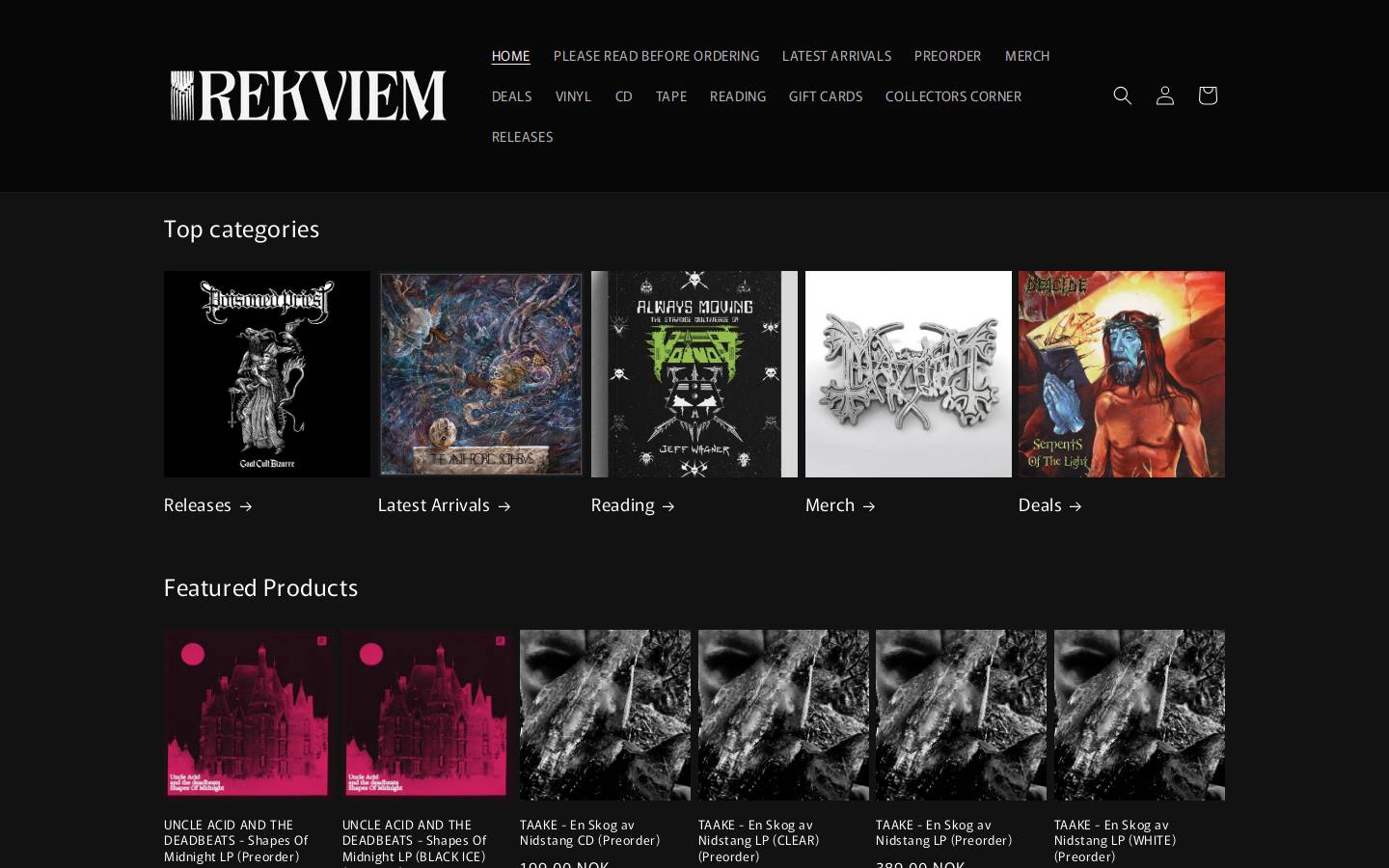 rekviem.no homepage screenshot