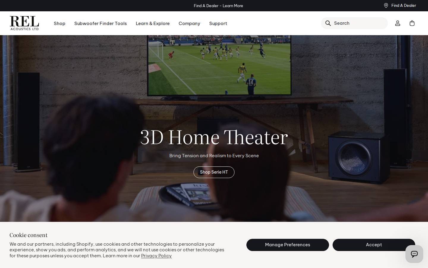 REL Acoustics homepage screenshot