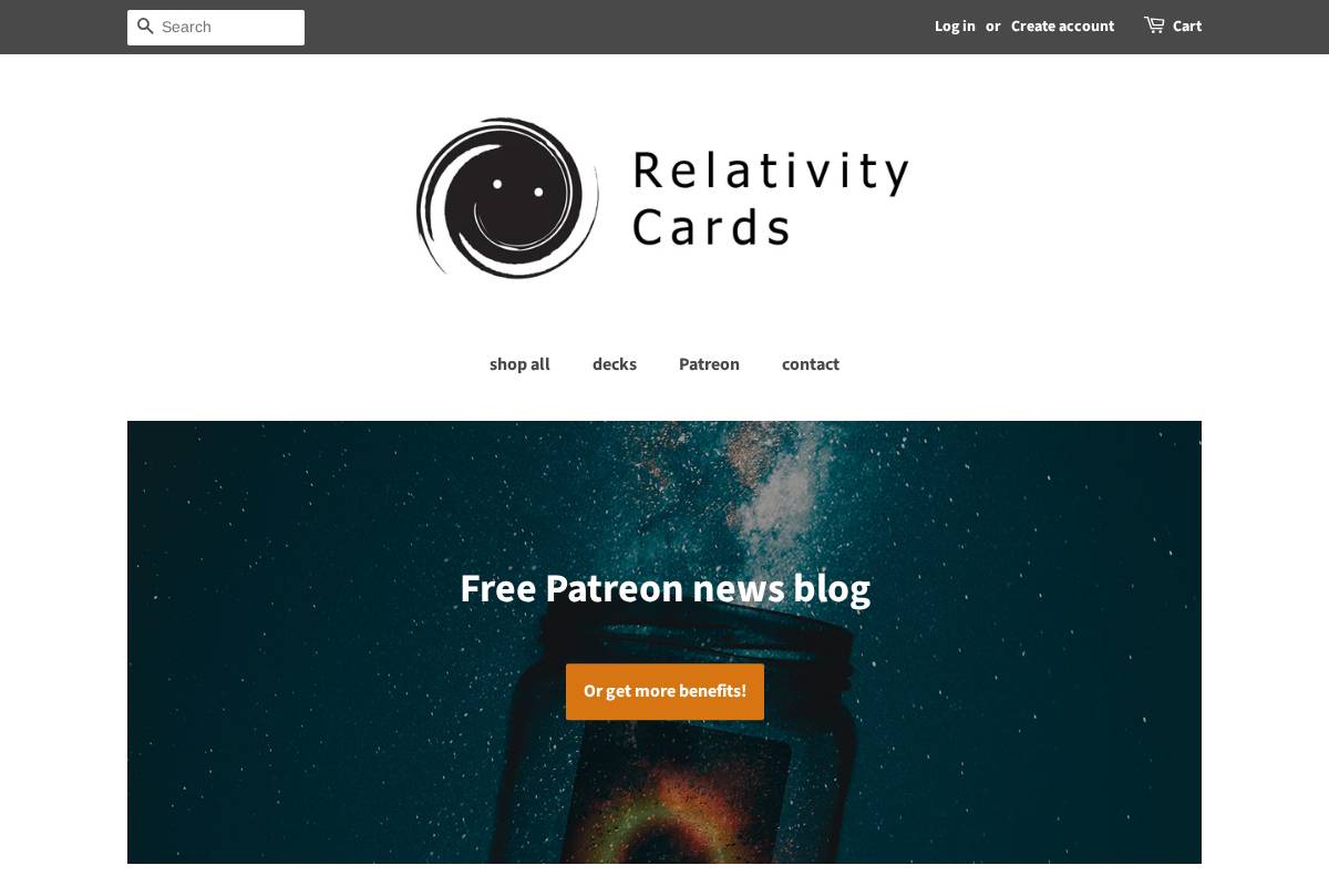 relativitycards.com homepage screenshot