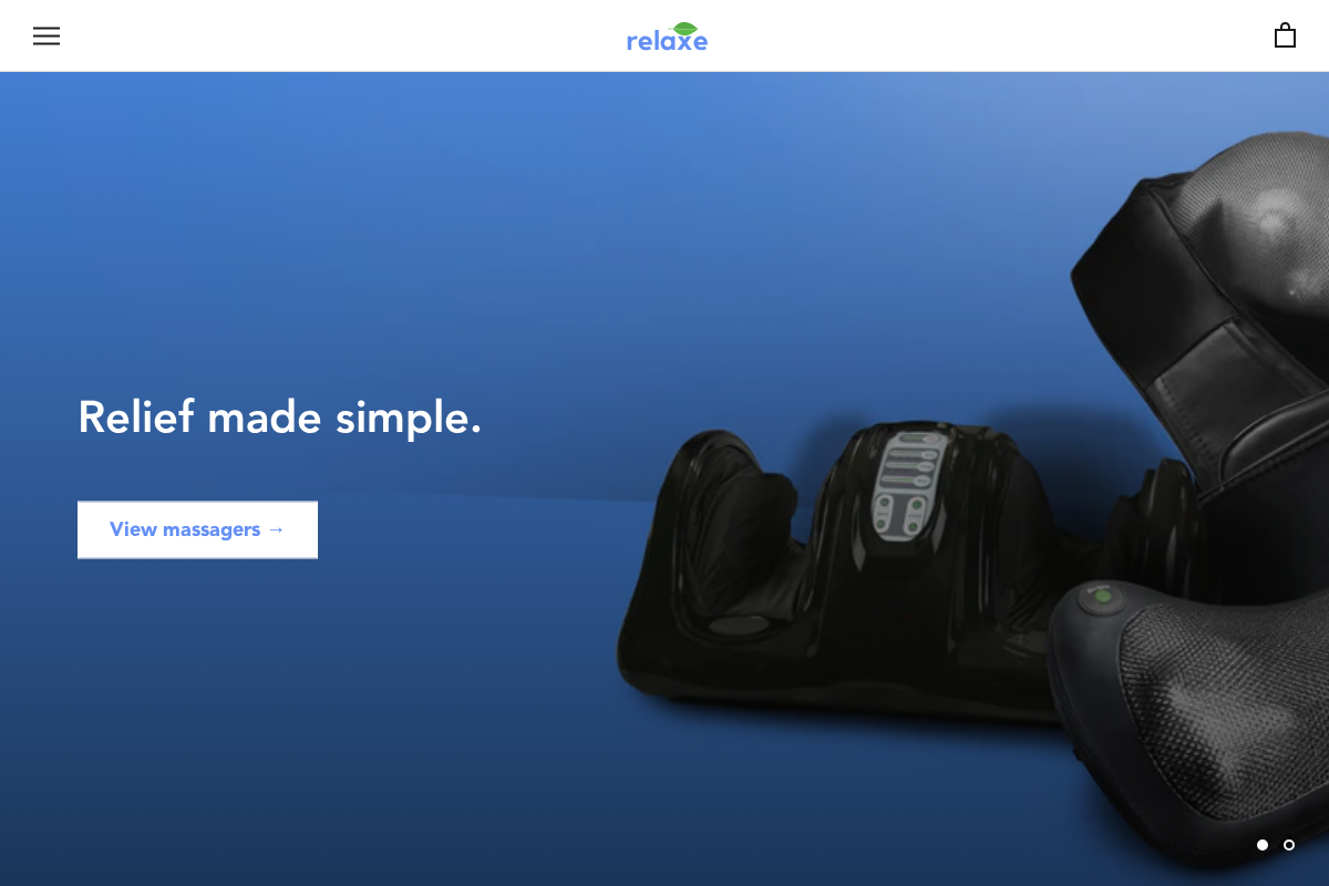 Relaxe homepage screenshot