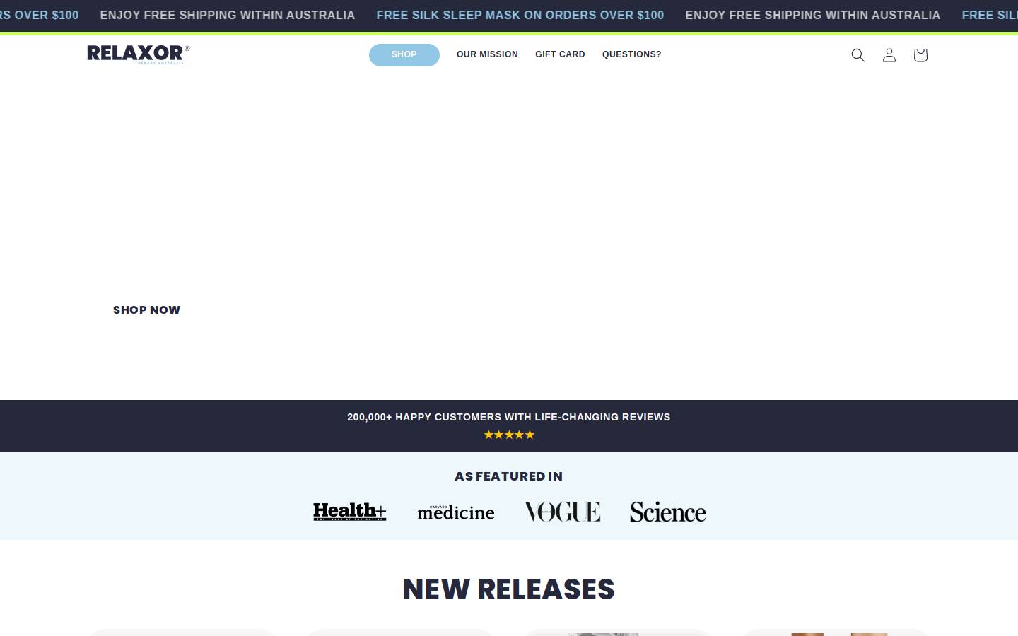relaxortherapy.com.au homepage screenshot