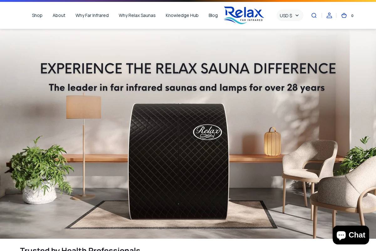 relaxsaunas.com homepage screenshot