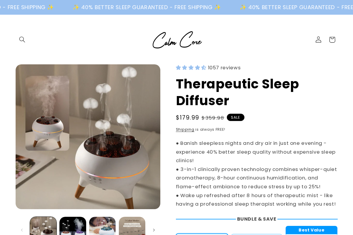 Calm Core homepage screenshot
