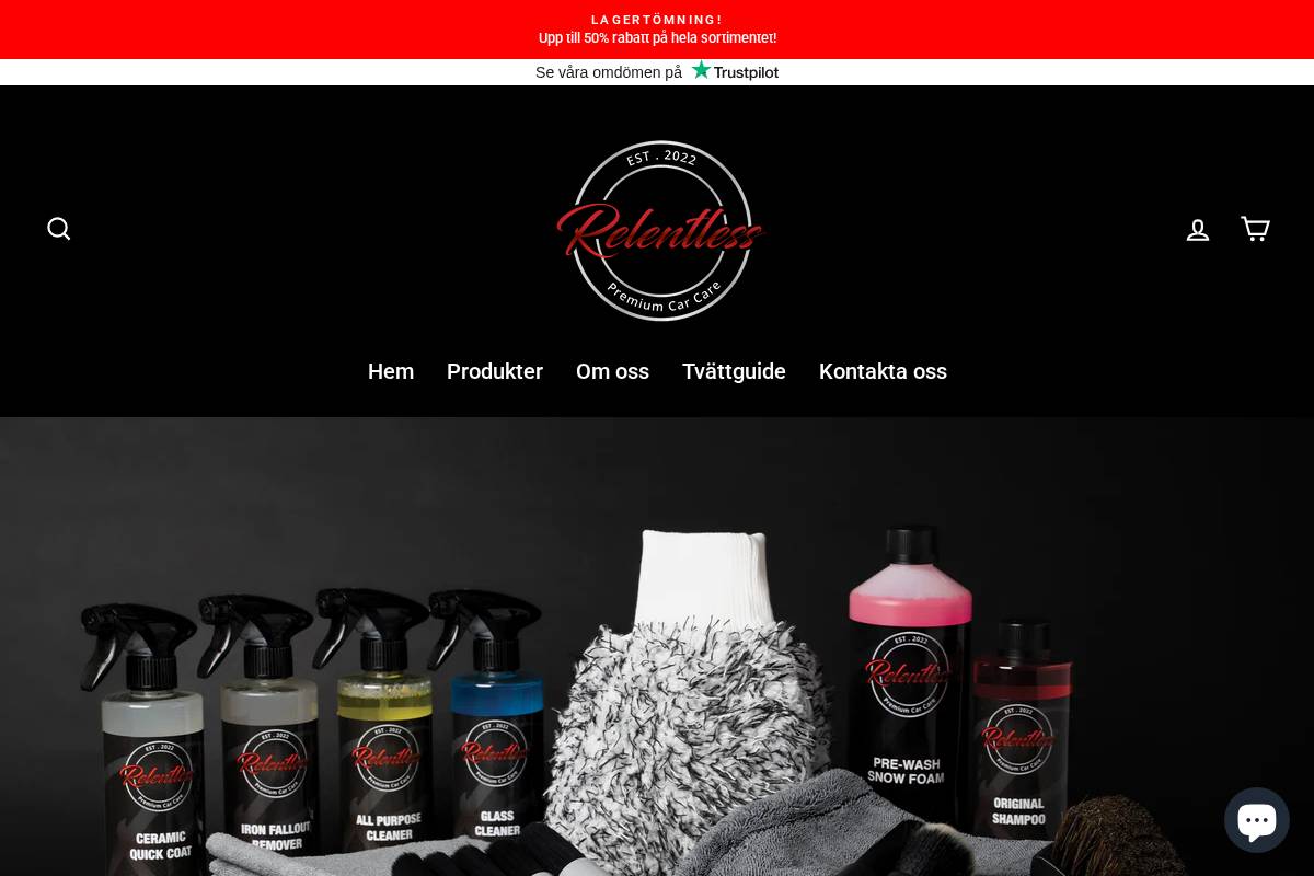 Relentless Carcare AB homepage screenshot
