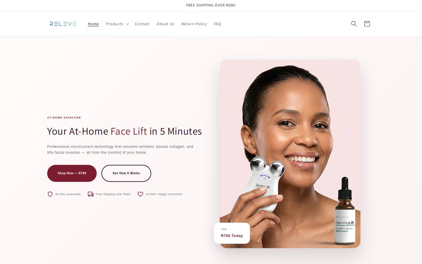 releve.co.za homepage screenshot