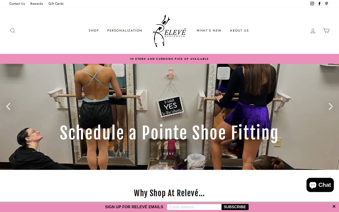 relevedancewear.com homepage screenshot