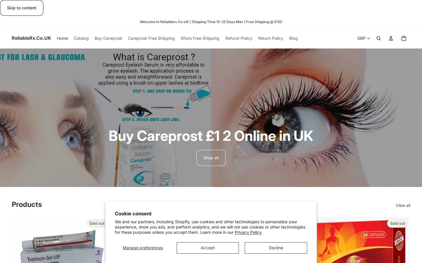 reliablerx.co.uk homepage screenshot