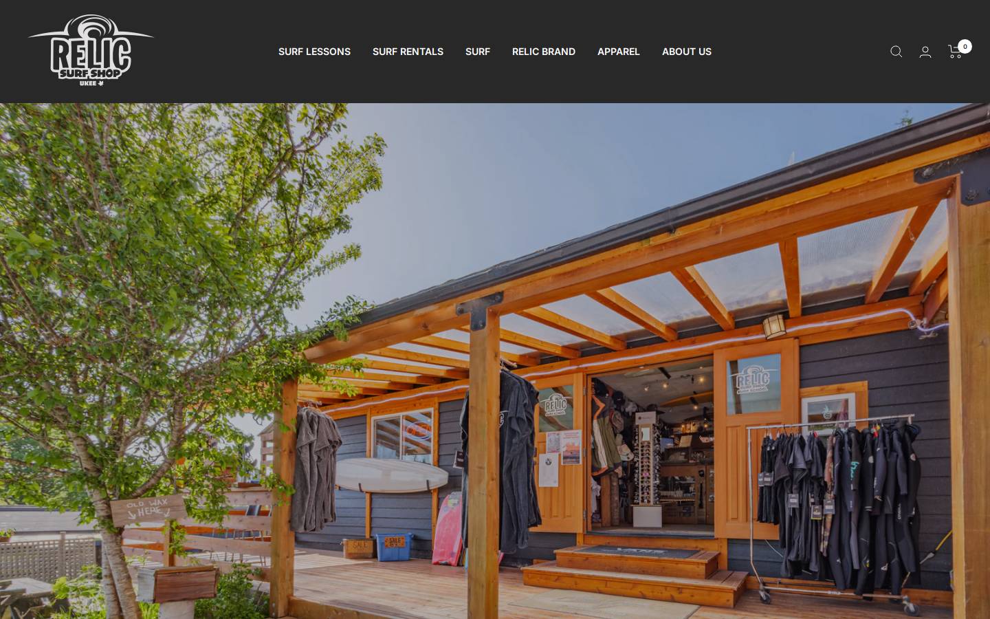 relicsurfshop.com homepage screenshot