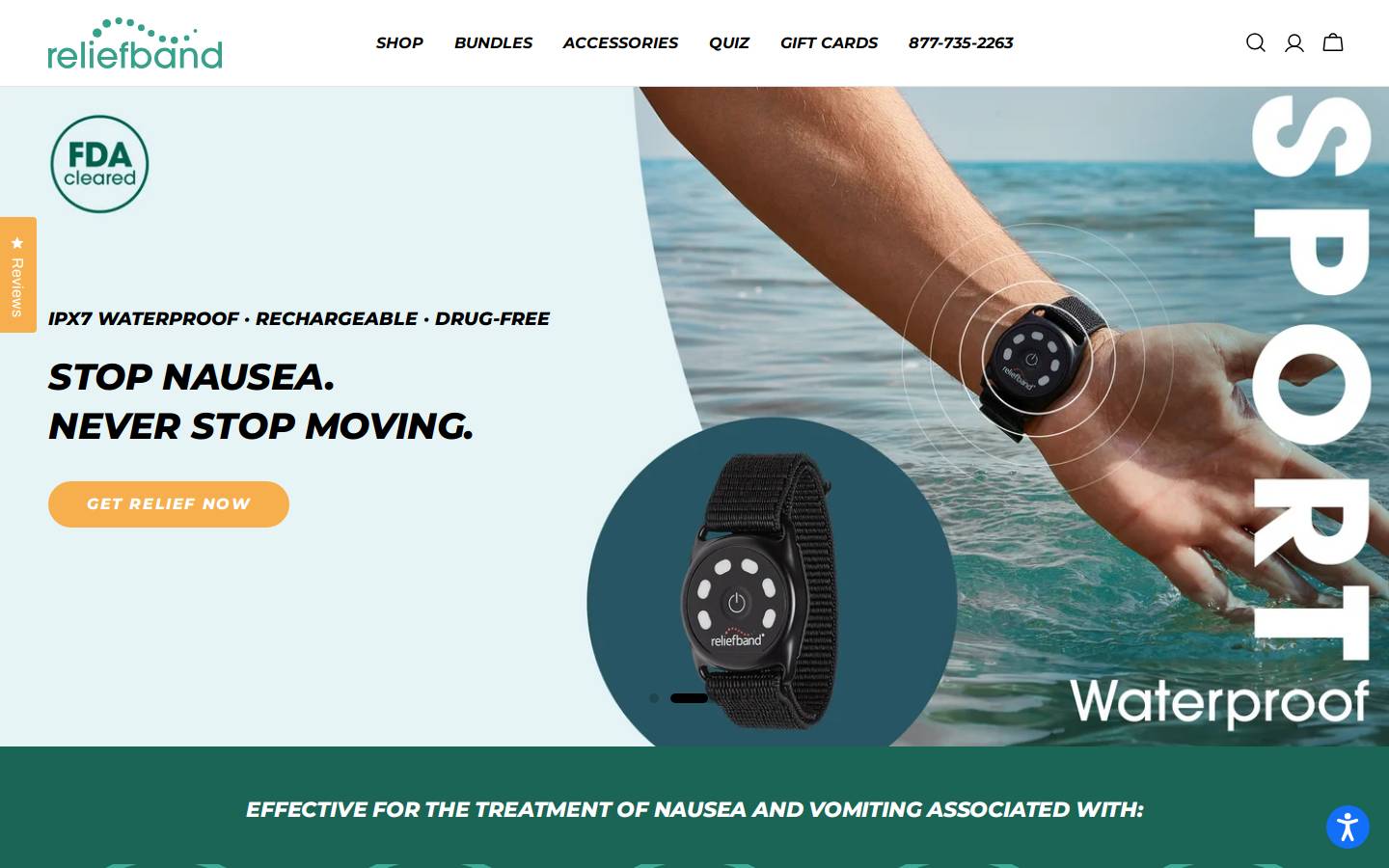 Reliefband homepage screenshot