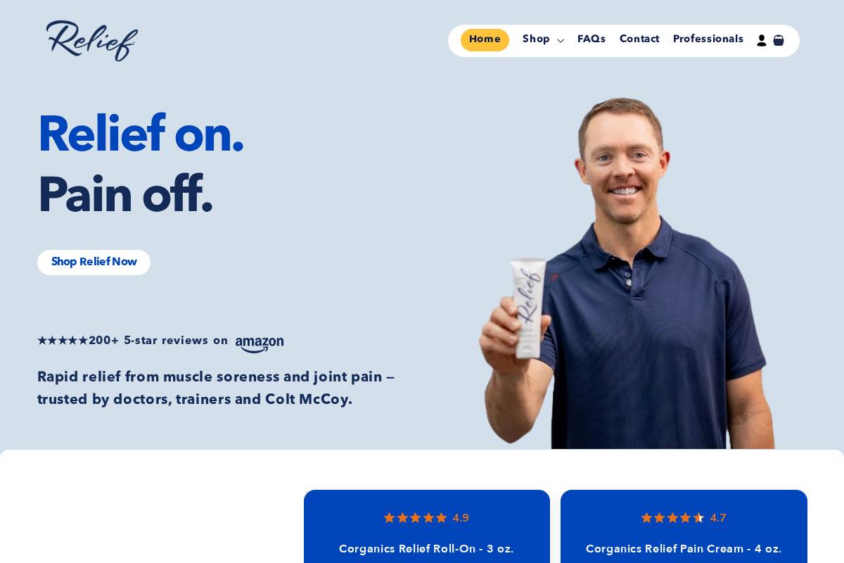 reliefcream.com homepage screenshot