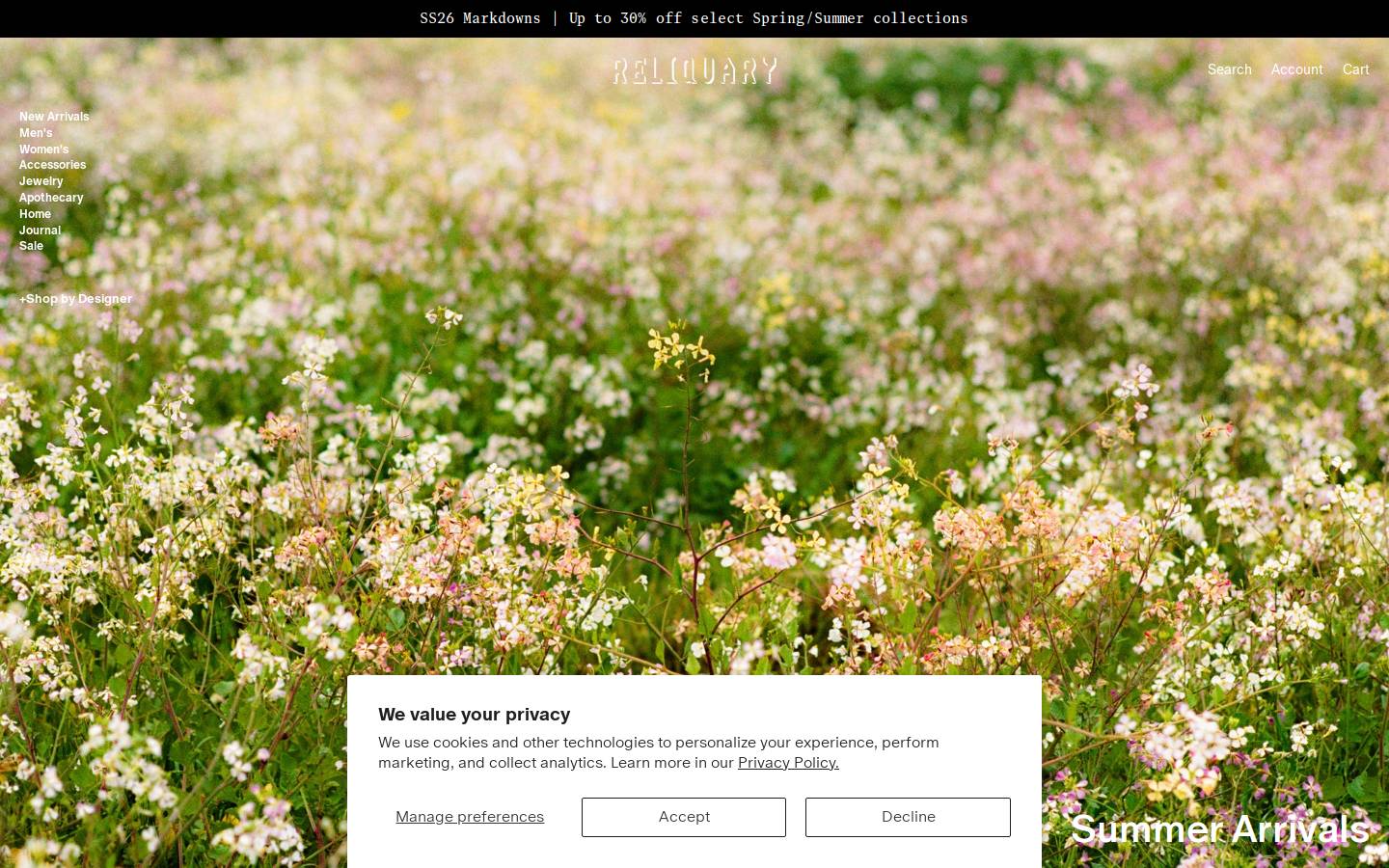 reliquarysf.com homepage screenshot
